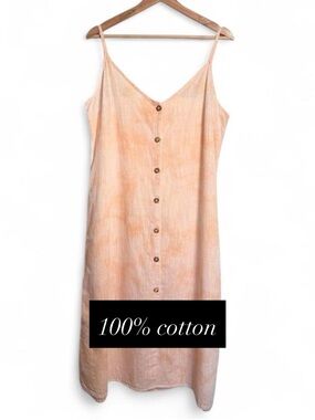 Lightweight 100% Cotton Button Up Midi Sundress Roxy Wild Ties Size XL